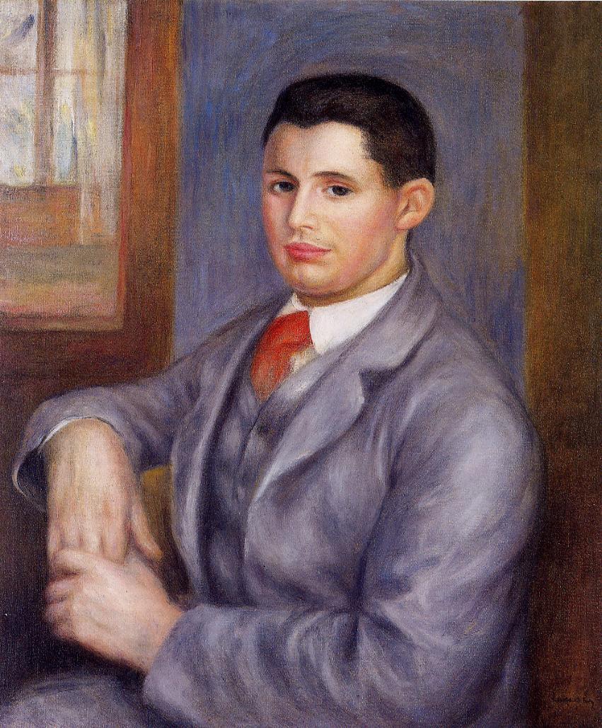 Young man in a red tie. Portrait of Eugene Renoir